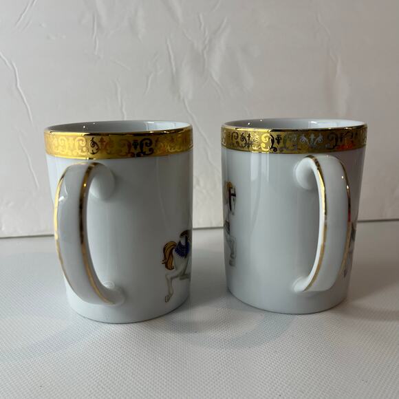 Royal Gallery Gold Buffet Carousel Set 2 China Coffee Cups Purple Blue Gold Rim - Picture 7 of 12